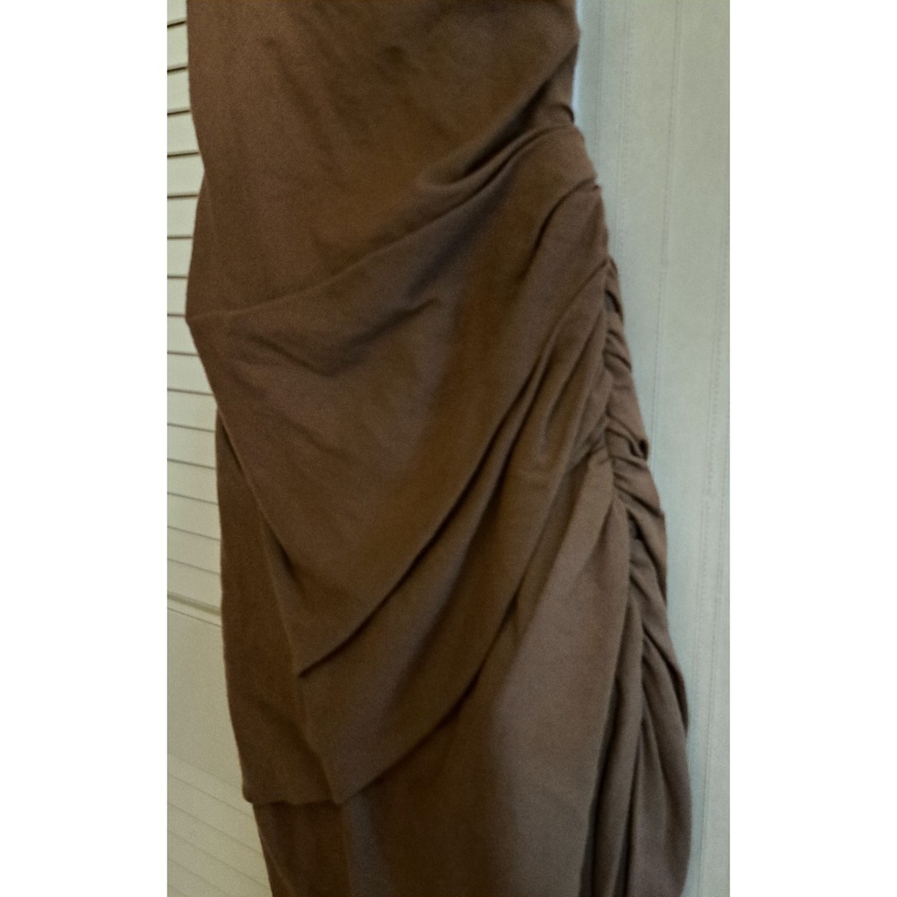Jacquemus Brown Ruched‎ Asymmetrical Hem Spaghetti Strap Dress - Picture 13 of 16